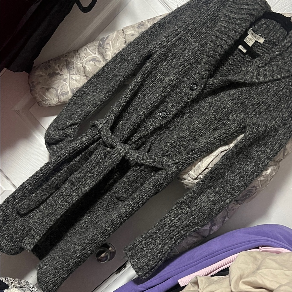 RW&CO. Gray Knit Cardigan Sweater wool blend